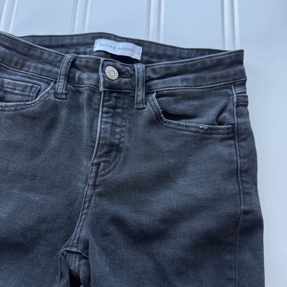 Flying Monkey Black Distressed Skinny Jeans | Edgy Grunge Ripped Denim Pants - Picture 4 of 7